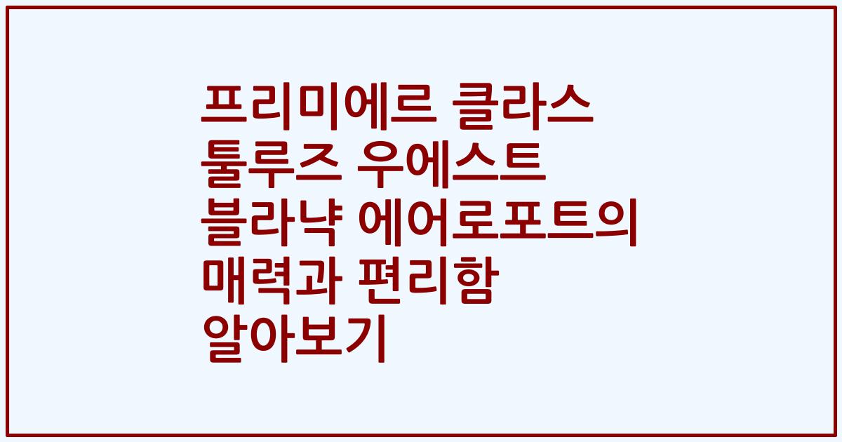 프리미에르 클라스 툴루즈 우에스트 블라냑 에어로포트의 매력과 편리함 알아보기