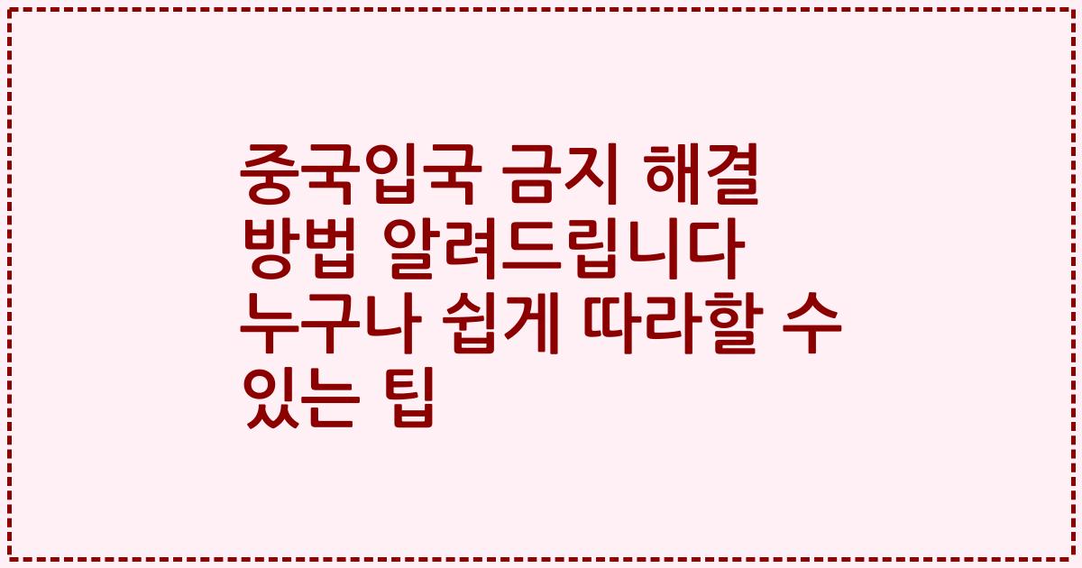 중국입국 금지 해결 방법 알려드립니다 누구나 쉽게 따라할 수 있는 팁