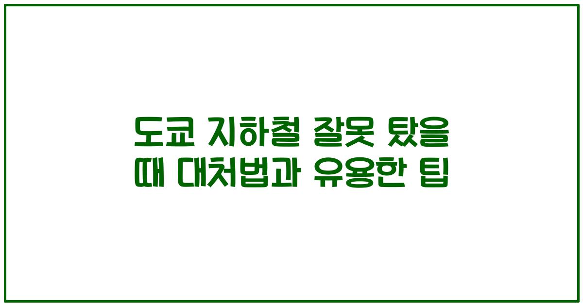 도쿄 지하철 잘못 탔을 때 대처법과 유용한 팁