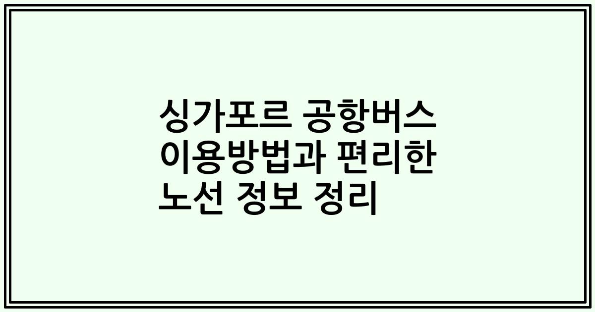 싱가포르 공항버스 이용방법과 편리한 노선 정보 정리