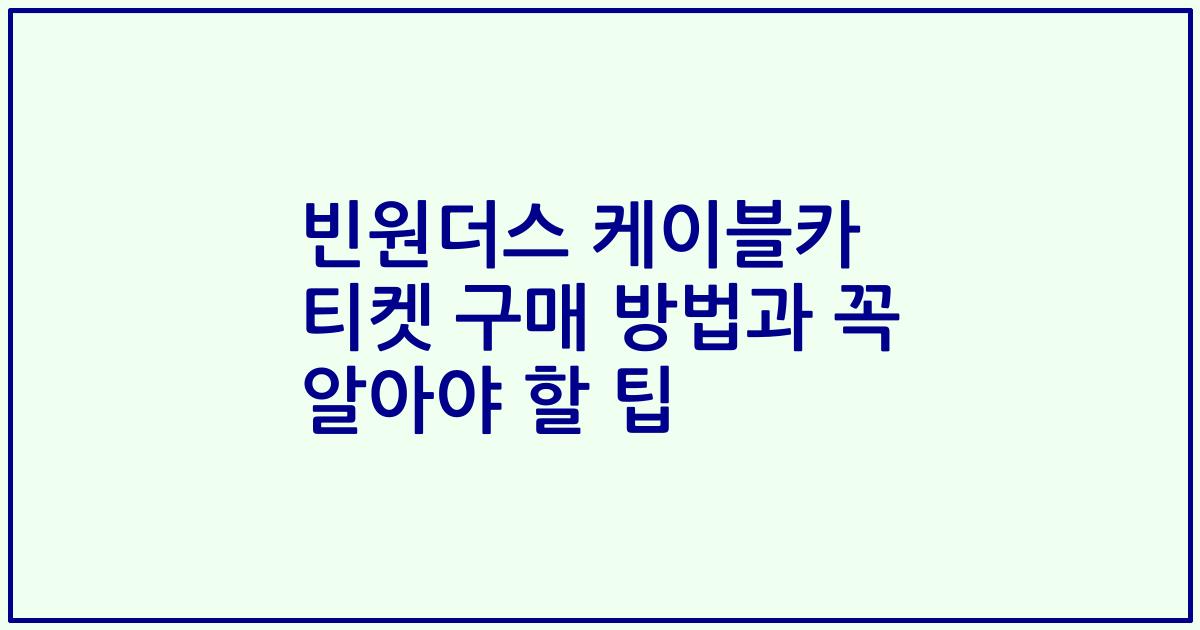 빈원더스 케이블카 티켓 구매 방법과 꼭 알아야 할 팁